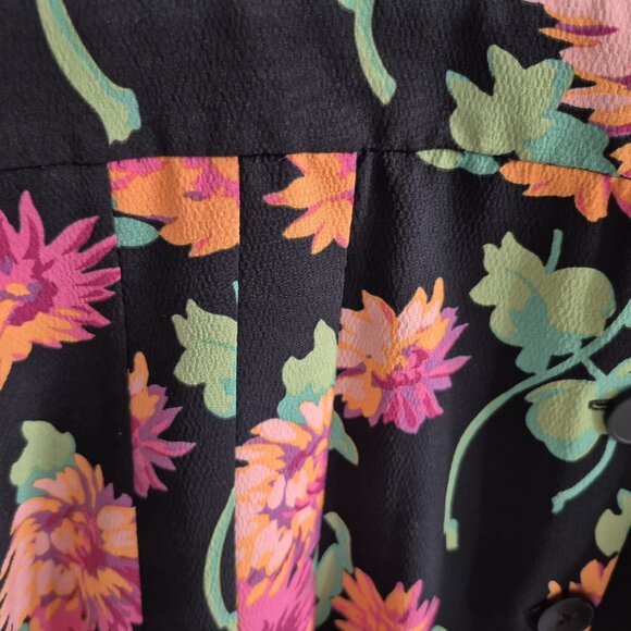 ZARA TRF Floral Mini Dress | Black with Pink & Orange Flowers | Size XS - Picture 3 of 13